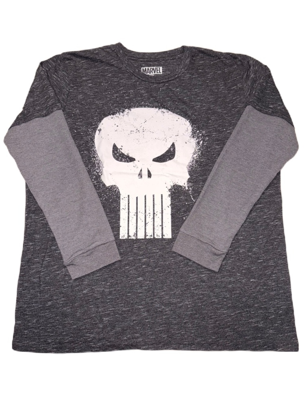 Punisher Lot of 2 Marvel Black & Gray Graphic Tee XL & 1/4 Zip Sweater XXL Set - Picture 2 of 10